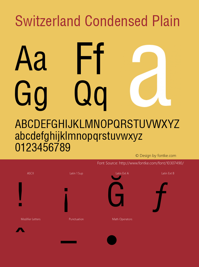 Switzerland Condensed Plain 0.0 Font Sample