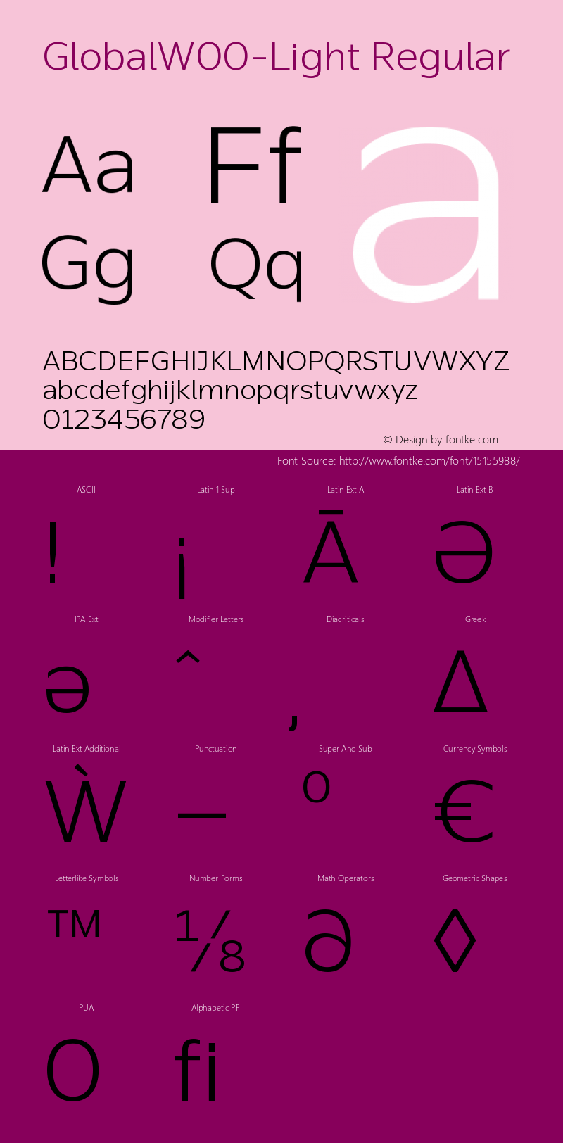 GlobalW00-Light Regular Version 1.20 Font Sample