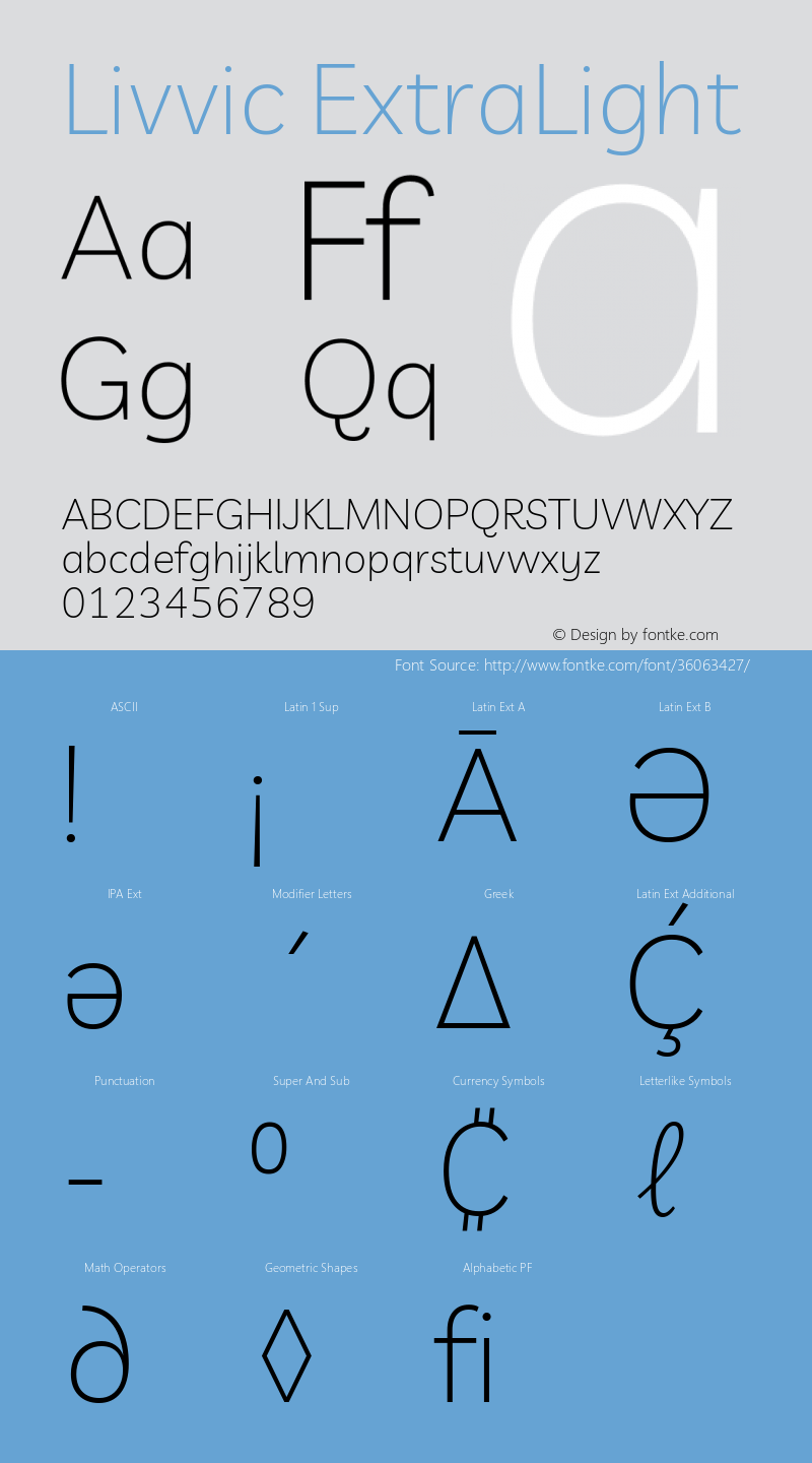 Livvic ExtraLight Version 1.000; ttfautohint (v1.8.2) Font Sample