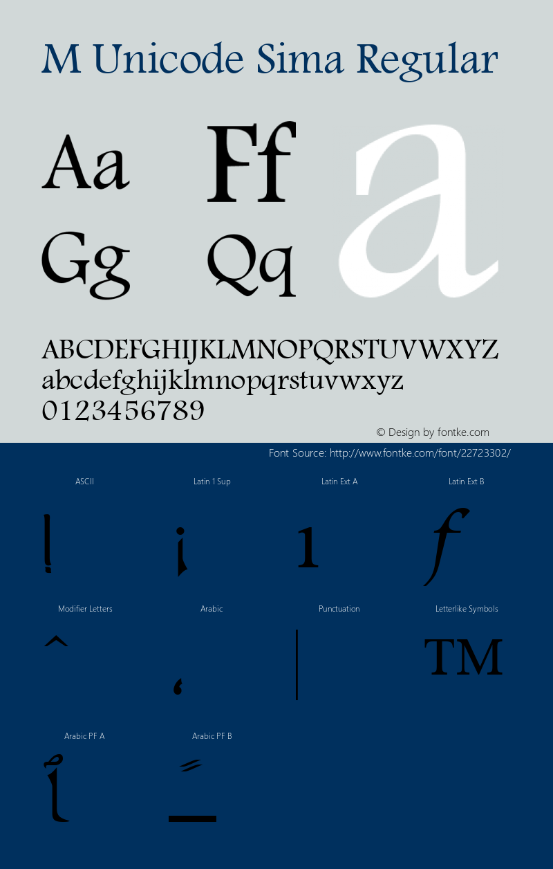 M Unicode Sima 1.0 - 1422 Font Sample