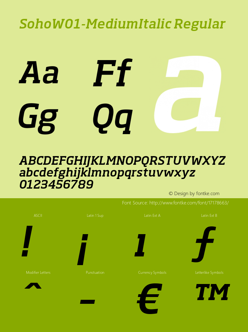 SohoW01-MediumItalic Regular Version 1.03 Font Sample