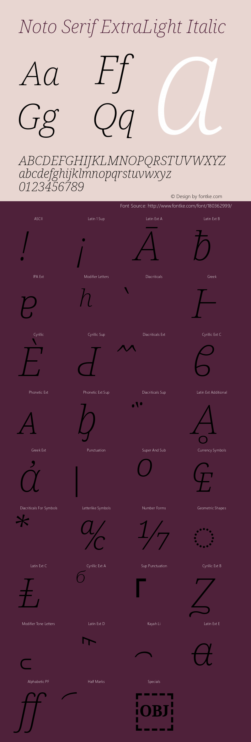 Noto Serif ExtraLight Italic Version 2.005; ttfautohint (v1.8.4) -l 8 -r 50 -G 200 -x 14 -D latn -f none -a qsq -X 