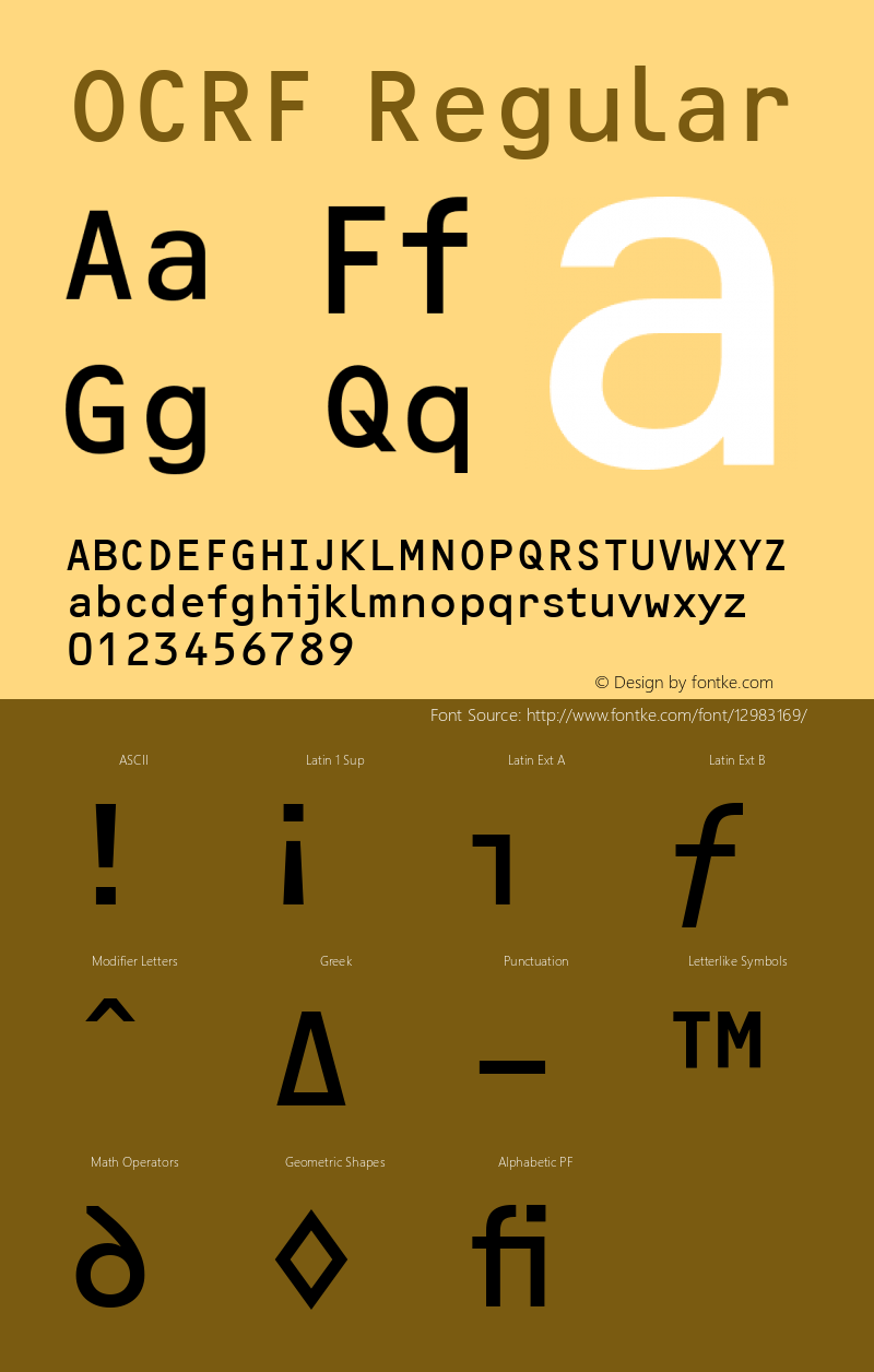 OCRF Regular 001.000 Font Sample