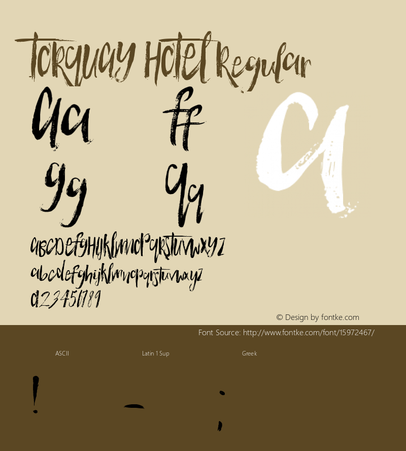 TORQUAY HOTEL Regular Version 1.00 December 3, 2015, initial release Font Sample