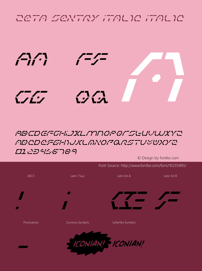 Zeta Sentry Italic Italic 001.000 Font Sample