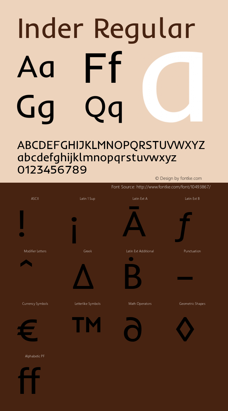 Inder Regular Version 1.001 Font Sample