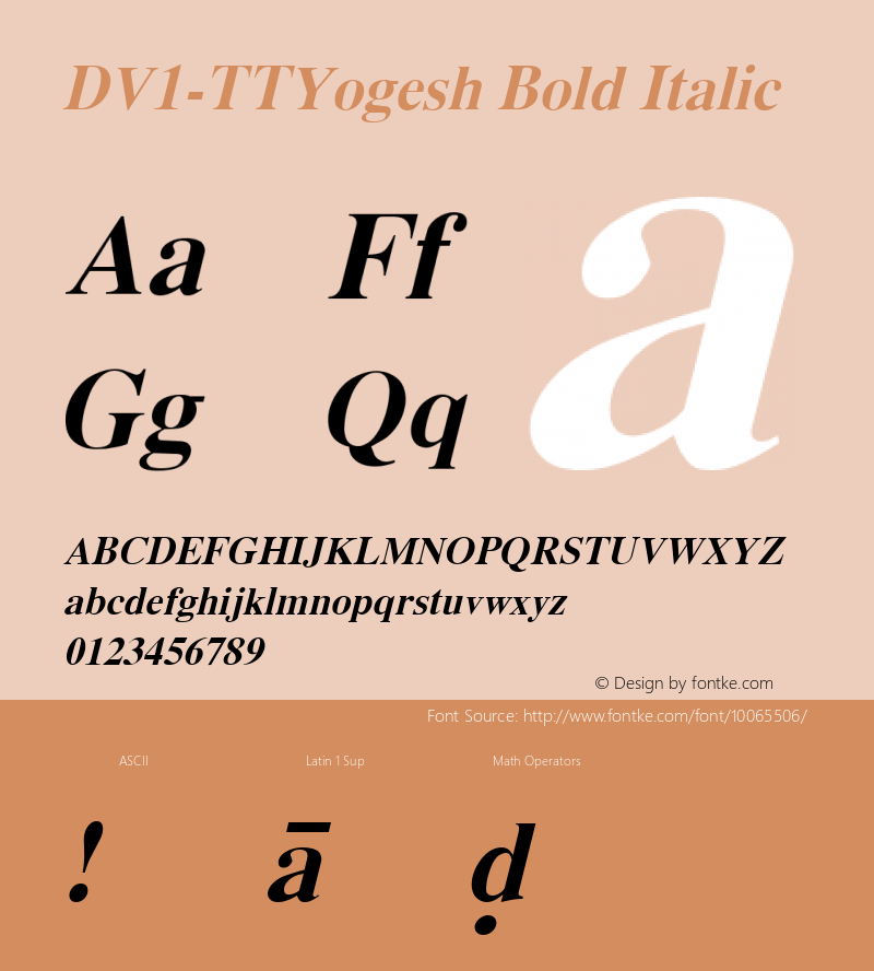 DV1-TTYogesh Bold Italic 1.0 Fri Nov 03 14:49:58 1995 Font Sample