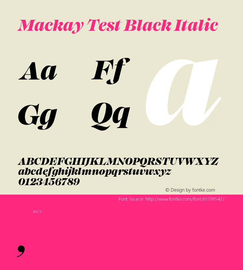 Mackay Test Black Italic Version 1.001;PS 001.001;hotconv 1.0.88;makeotf.lib2.5.64775 Font Sample