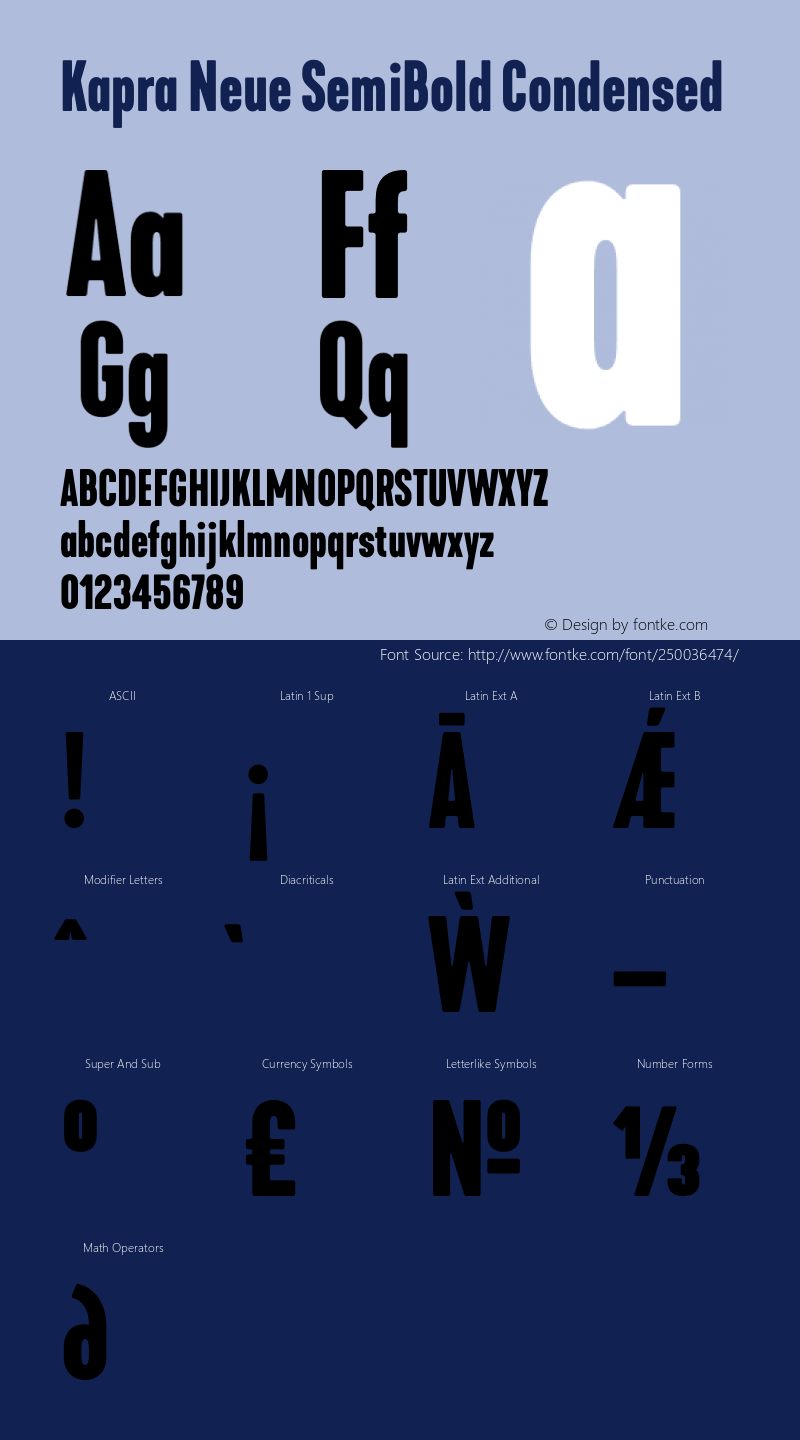 Kapra Neue SemiBold Condensed Version 1.000;PS 001.000;hotconv 1.0.88;makeotf.lib2.5.64775图片样张