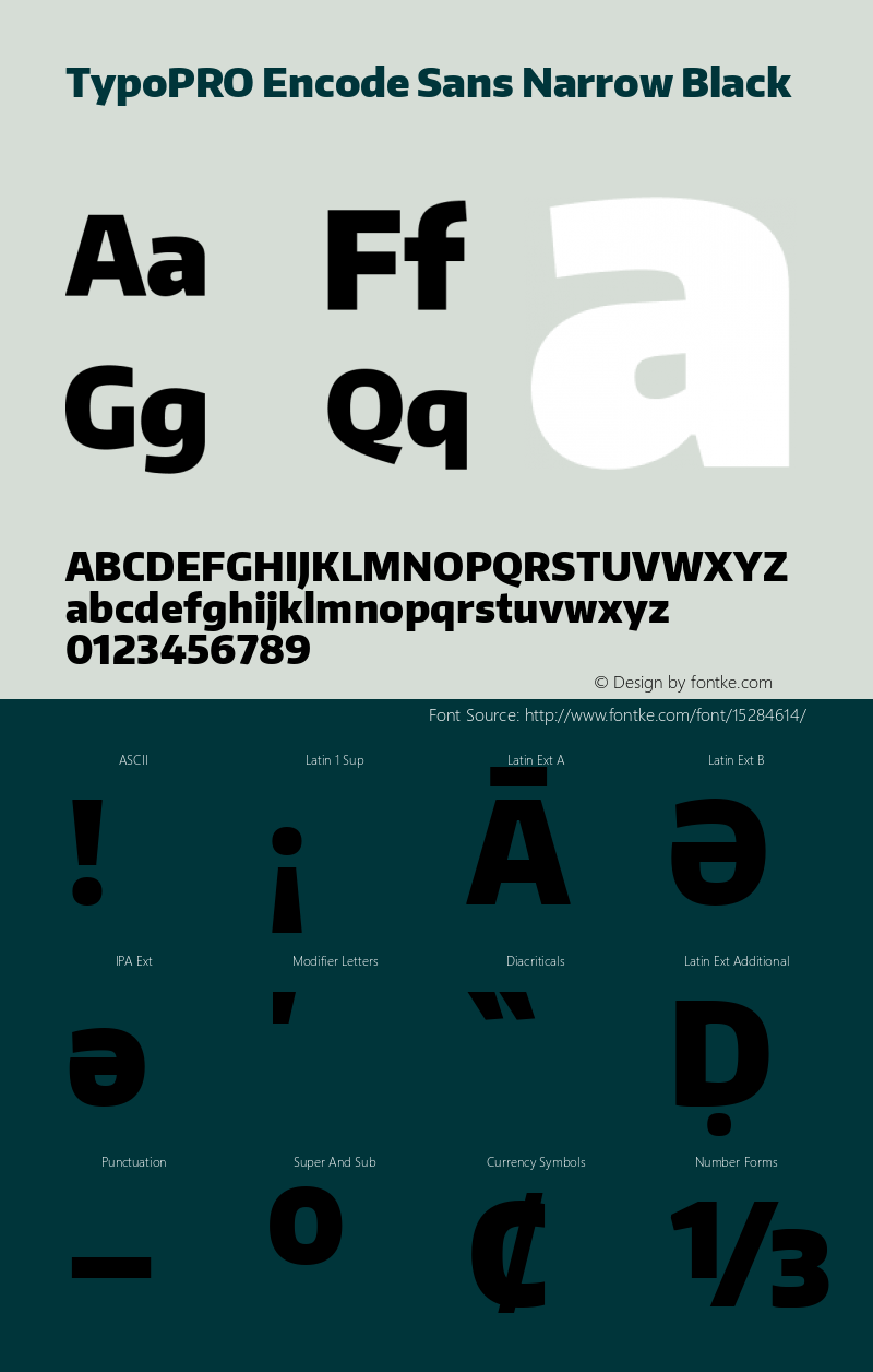 TypoPRO Encode Sans Narrow Black Version 1.000; ttfautohint (v1.00) -l 8 -r 50 -G 200 -x 14 -D latn -f none -w G Font Sample