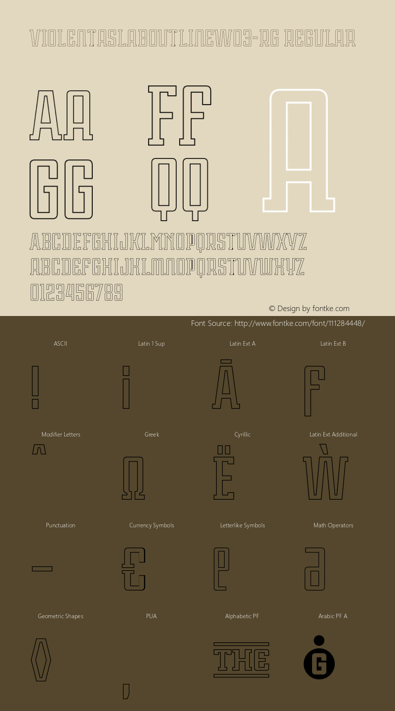 Violenta Slab Outline W03 Rg Version 1.10 Font Sample