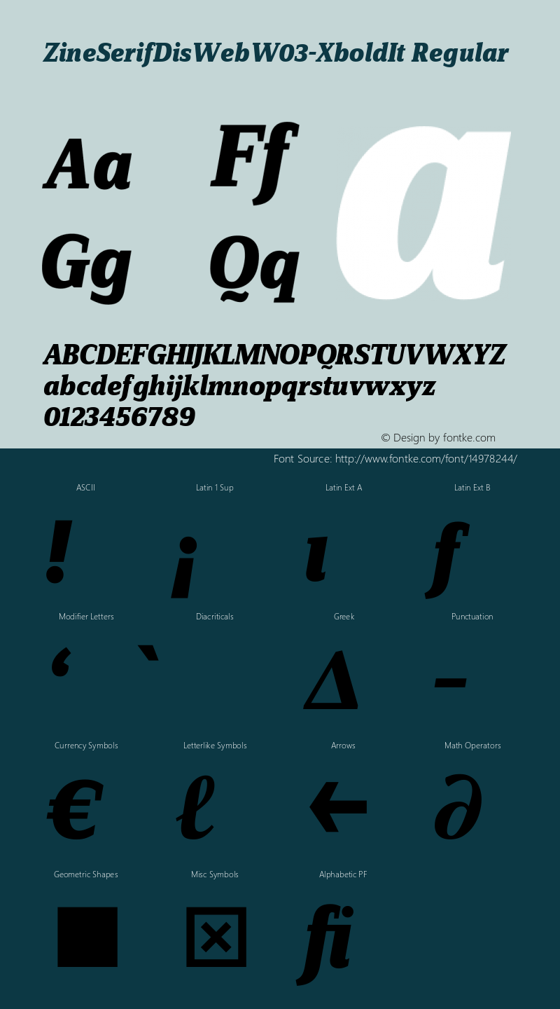 ZineSerifDisWebW03-XboldIt Regular Version 7.504 Font Sample