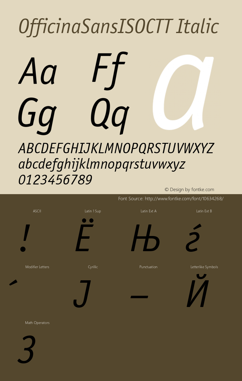 OfficinaSansISOCTT Italic TrueType Maker version 3.00.00 Font Sample