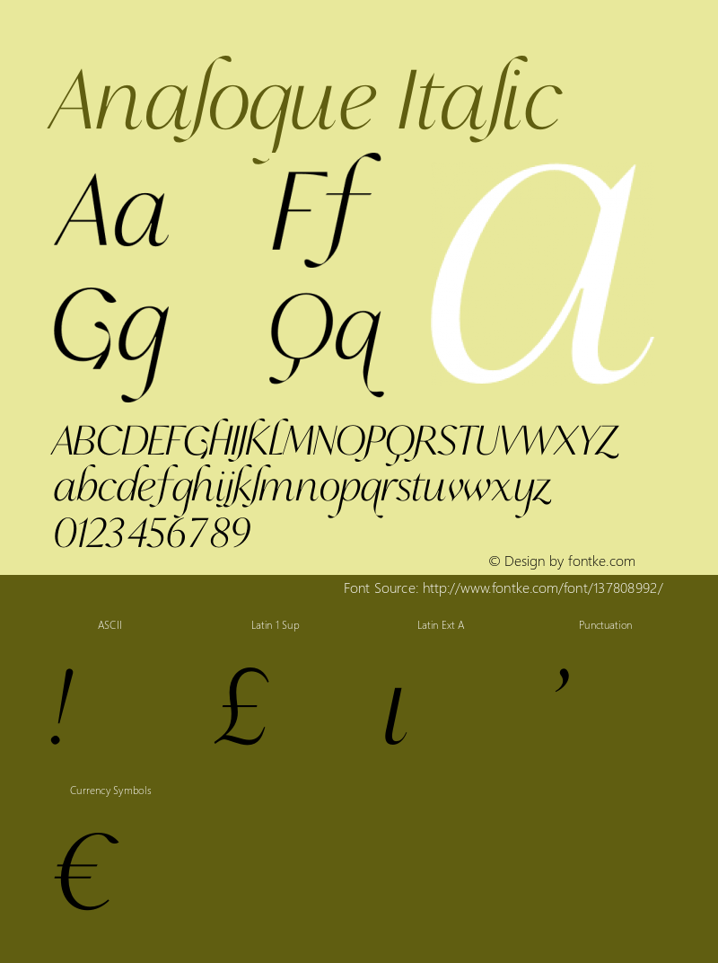 Analogue Italic Version 1.005;Fontself Maker 3.5.1 Font Sample