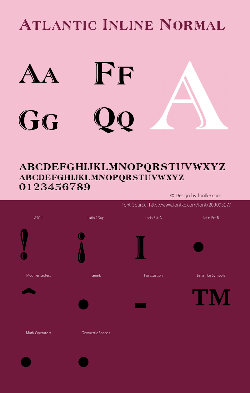 Atlantic Inline Normal Macromedia Fontographer 4.1 6/6/96 Font Sample