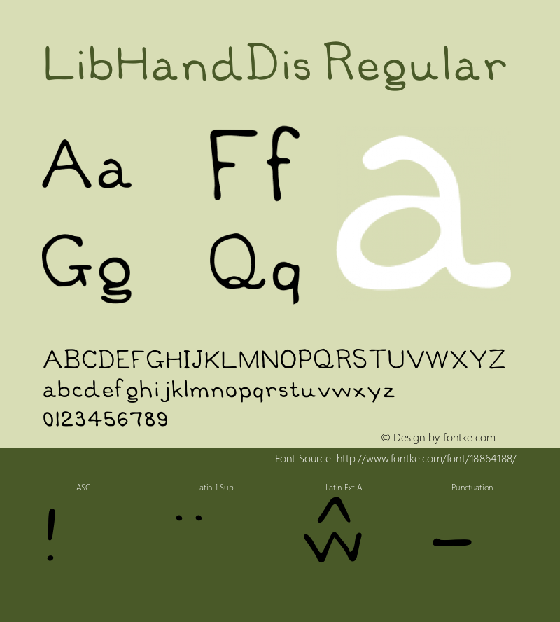 LibHandDis Regular Version 000.200  Font Sample