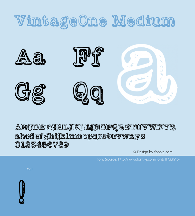 VintageOne Medium Version 001.000 Font Sample