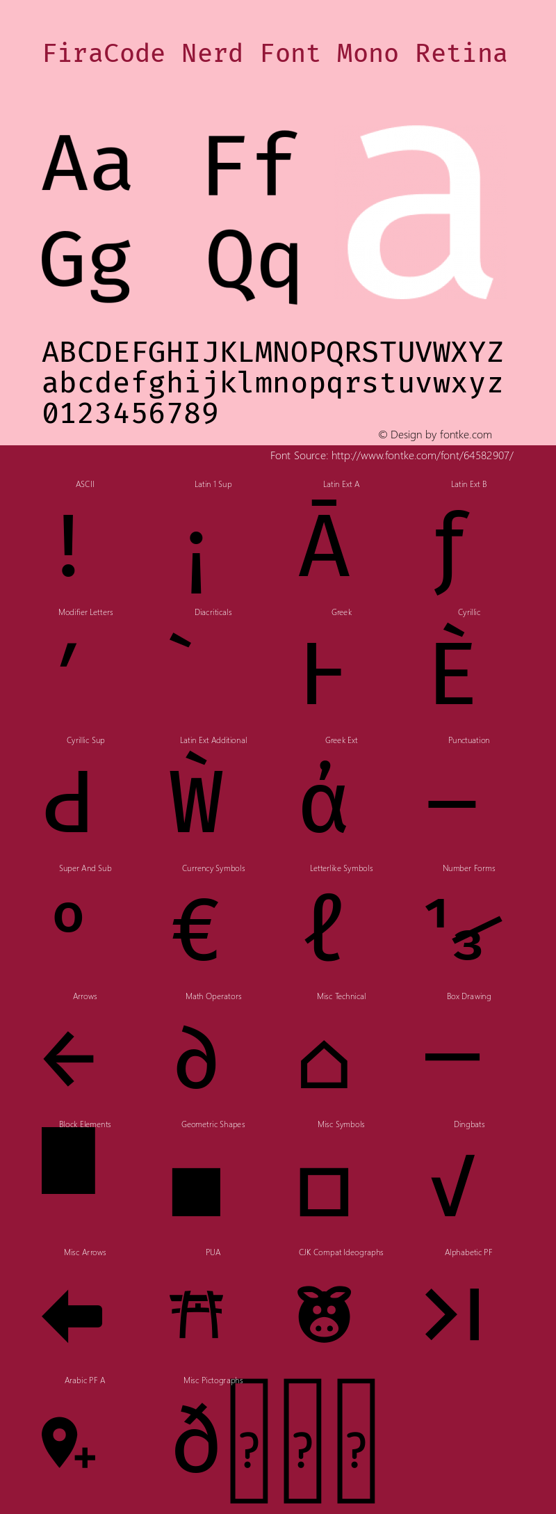 Fira Code Retina Nerd Font Complete Mono Version 1.206 Font Sample