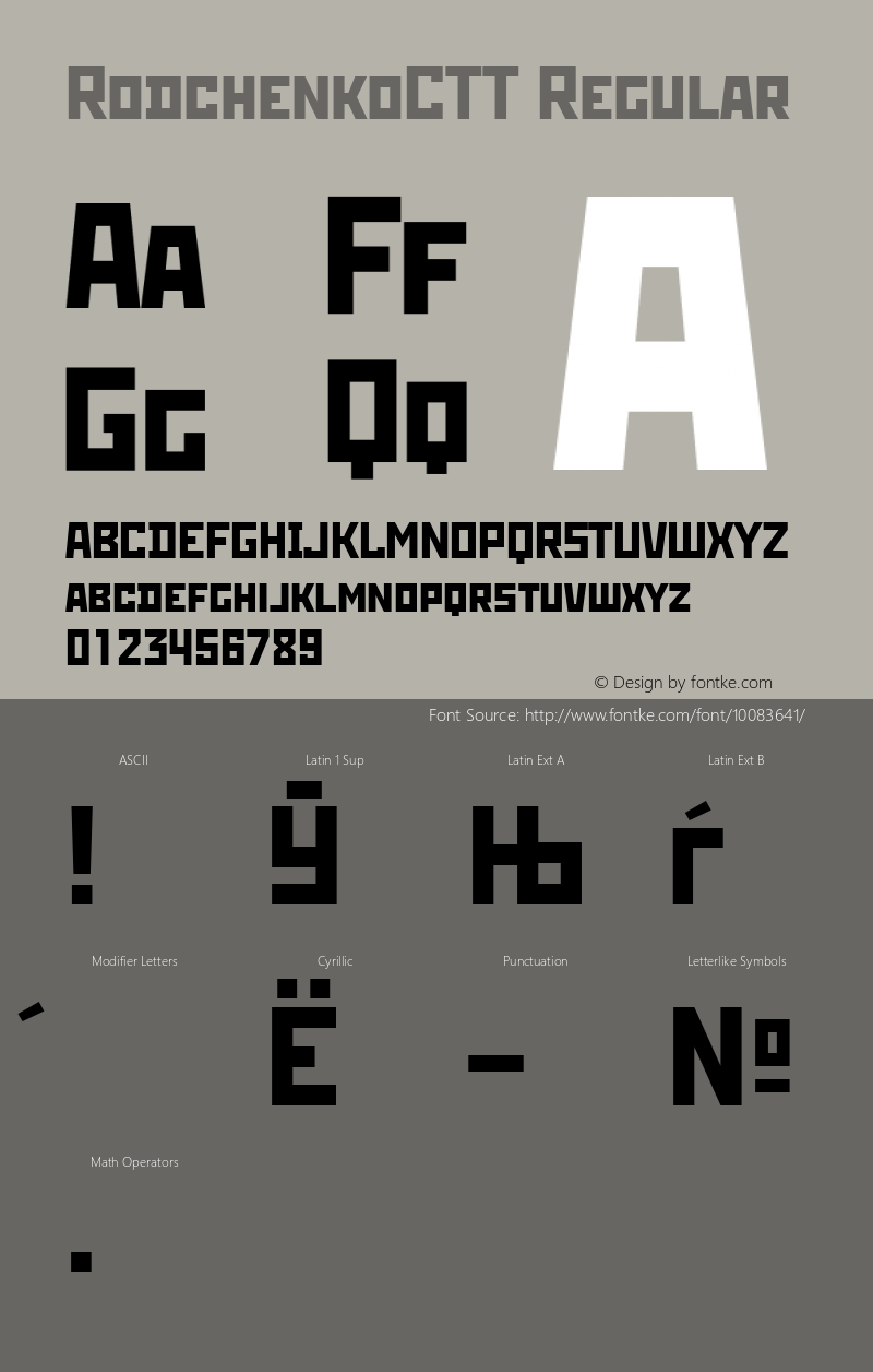 RodchenkoCTT Regular TrueType Maker version 3.00.00 Font Sample