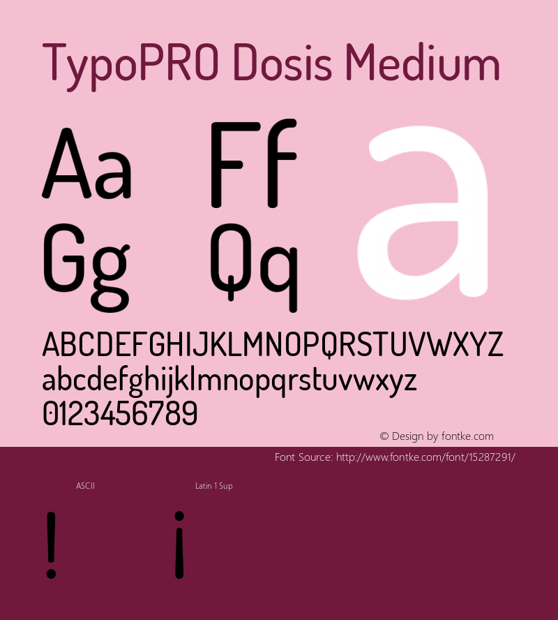 TypoPRO Dosis Medium Version 1.007 Font Sample