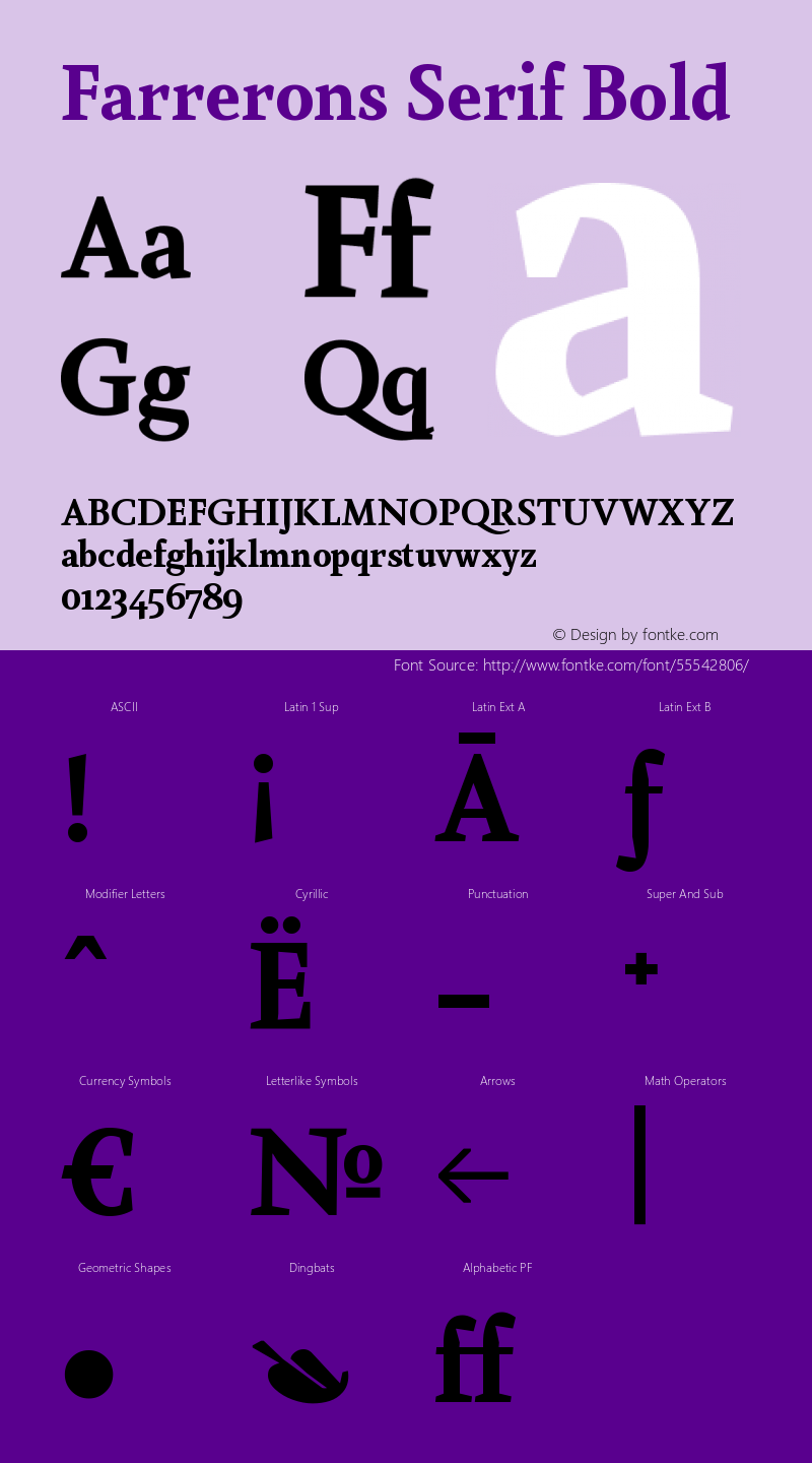 Farrerons Serif Bold Version 1.001; Fonts for Free; vk.com/fontsforfree Font Sample
