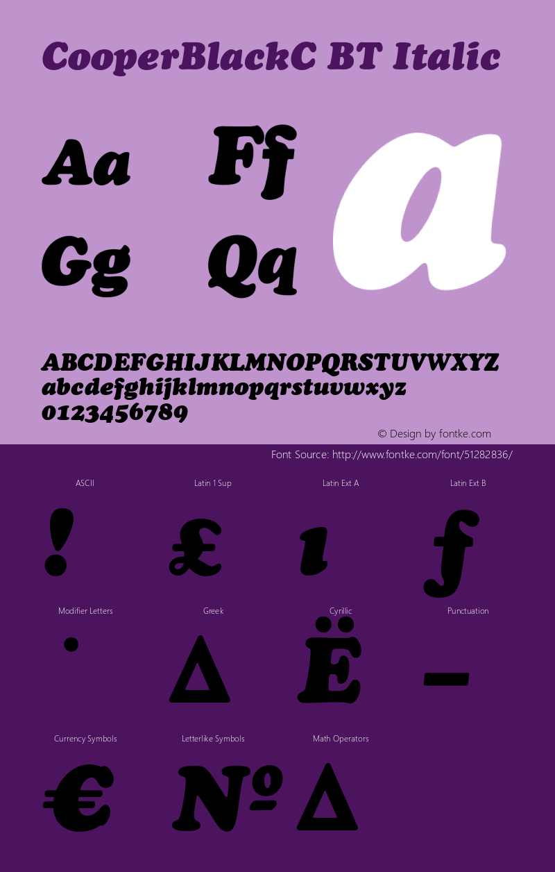 CooperBlackCBT-Italic 001.000 Font Sample