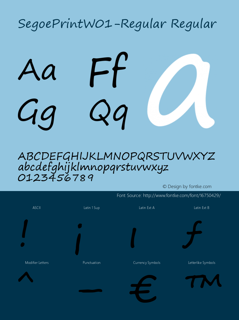 SegoePrintW01-Regular Regular Version 5.20 Font Sample