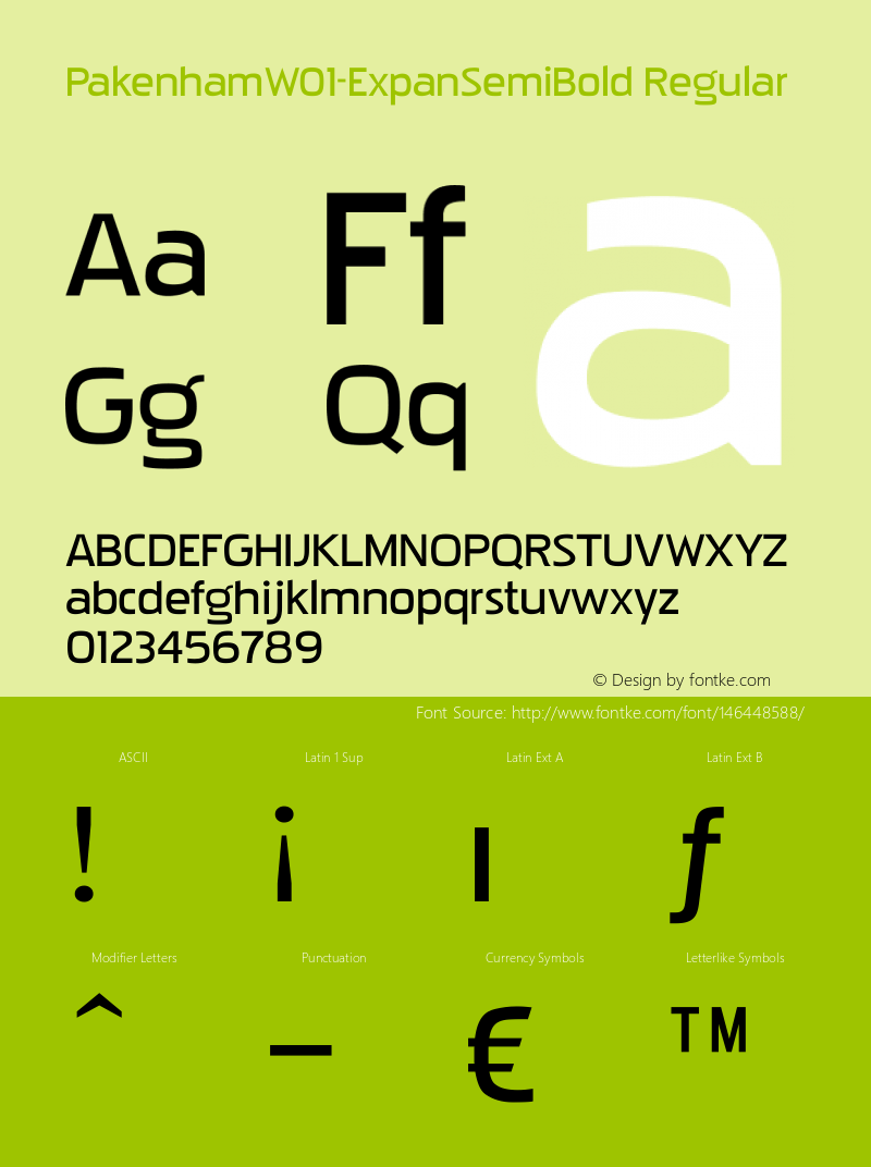 Pakenham W01 Expanded SemiBold Version 3.00 Font Sample