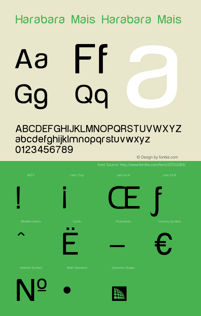 Harabara Mais Version 1.0 Font Sample