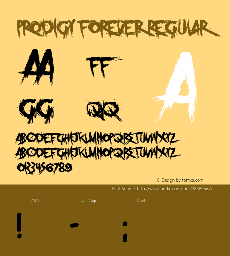 Prodigy Forever Version 1.00;March 4, 2019;FontCreator 11.5.0.2430 64-bit Font Sample