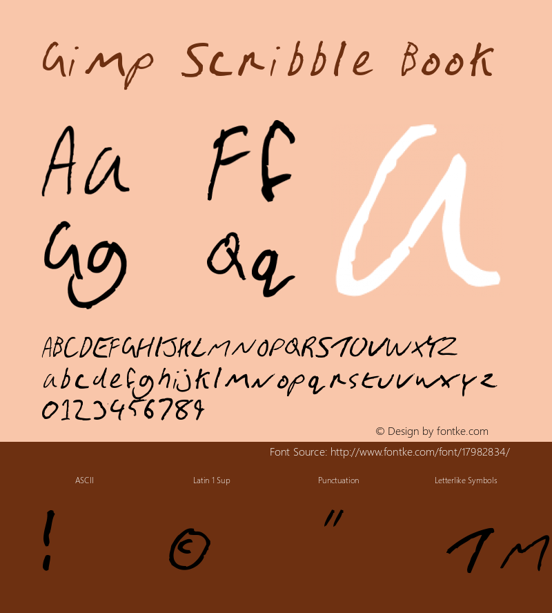 Gimp Scribble Book Version 1.000 Font Sample