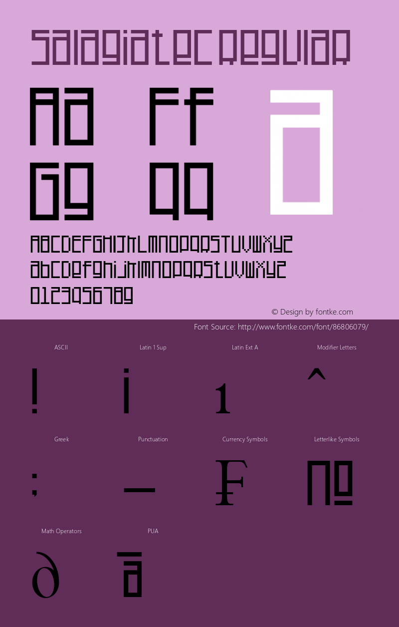 Salagiatec Version 1.00;July 25, 2020;FontCreator 11.5.0.2422 64-bit Font Sample