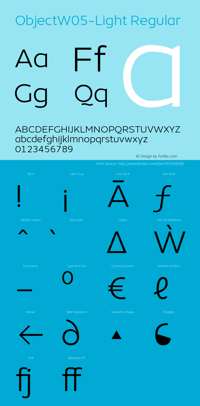 Object W05 Light Version 1.002 Font Sample