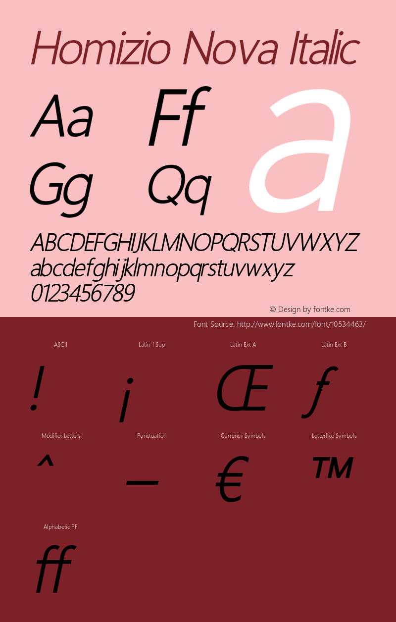 Homizio Nova Italic Version 3.000 2014 initial release Font Sample