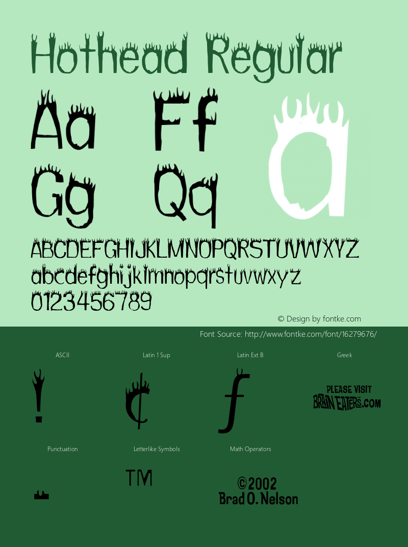 Hothead Regular Macromedia Fontographer 4.1.5 12/21/02 Font Sample