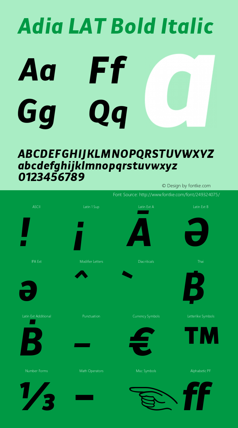 Adia LAT Bold Italic Version 1.000图片样张