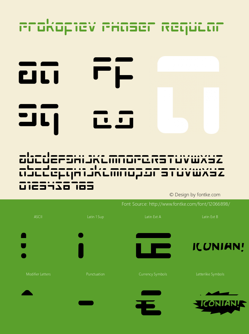 Prokofiev Phaser Regular 001.000 Font Sample