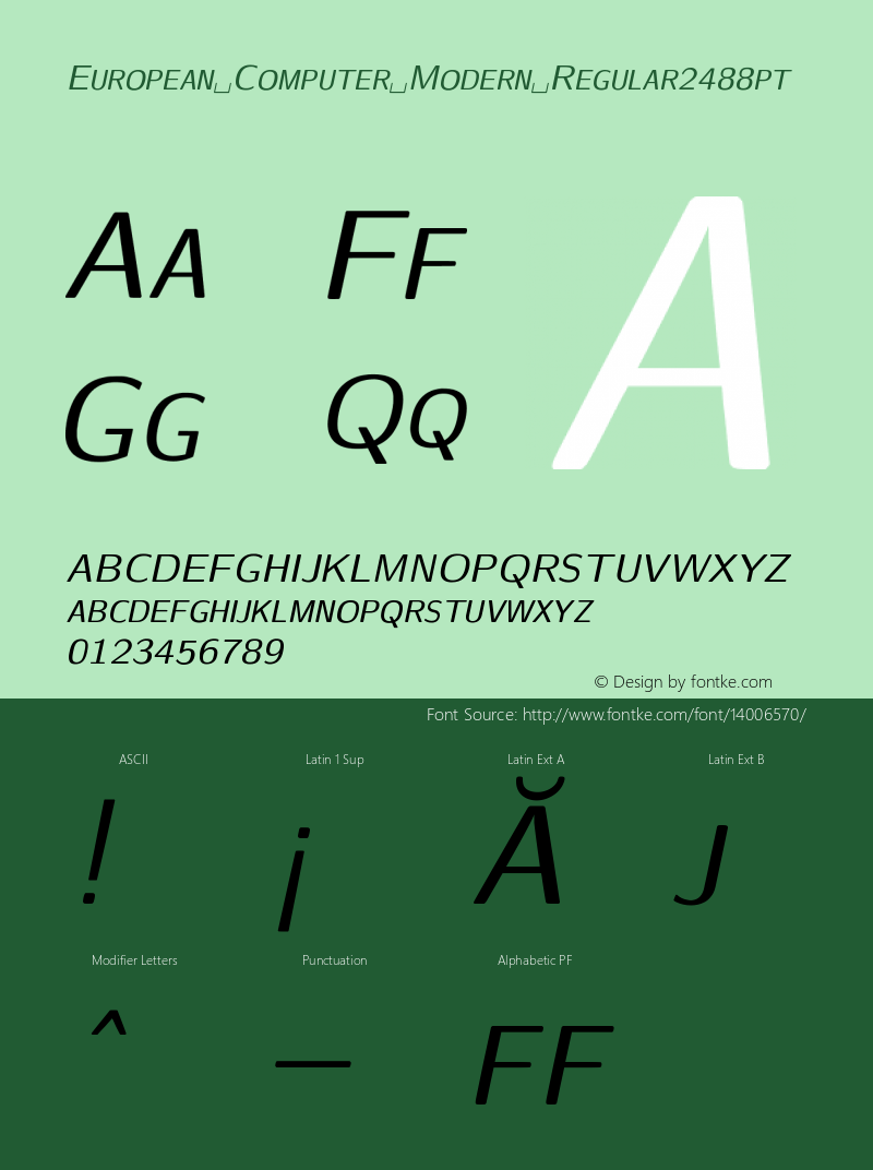 European Computer Modern Regular2488pt Version 001.001 Font Sample