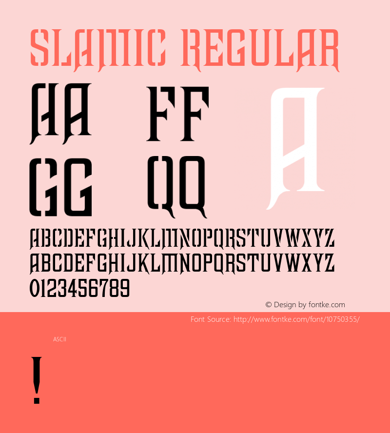 SLAMIC Regular Unknown Font Sample