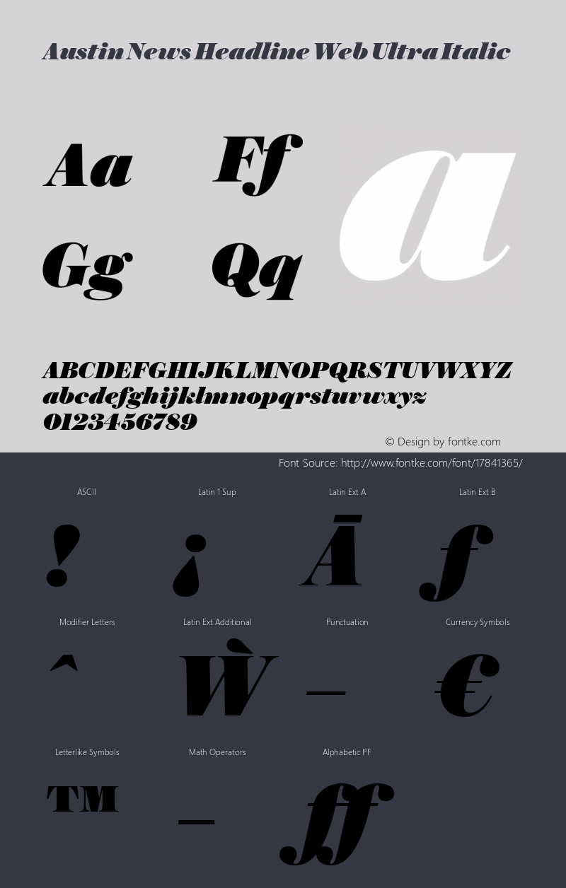 Austin News Headline Web Ultra Italic Version 1.1 2015 Font Sample