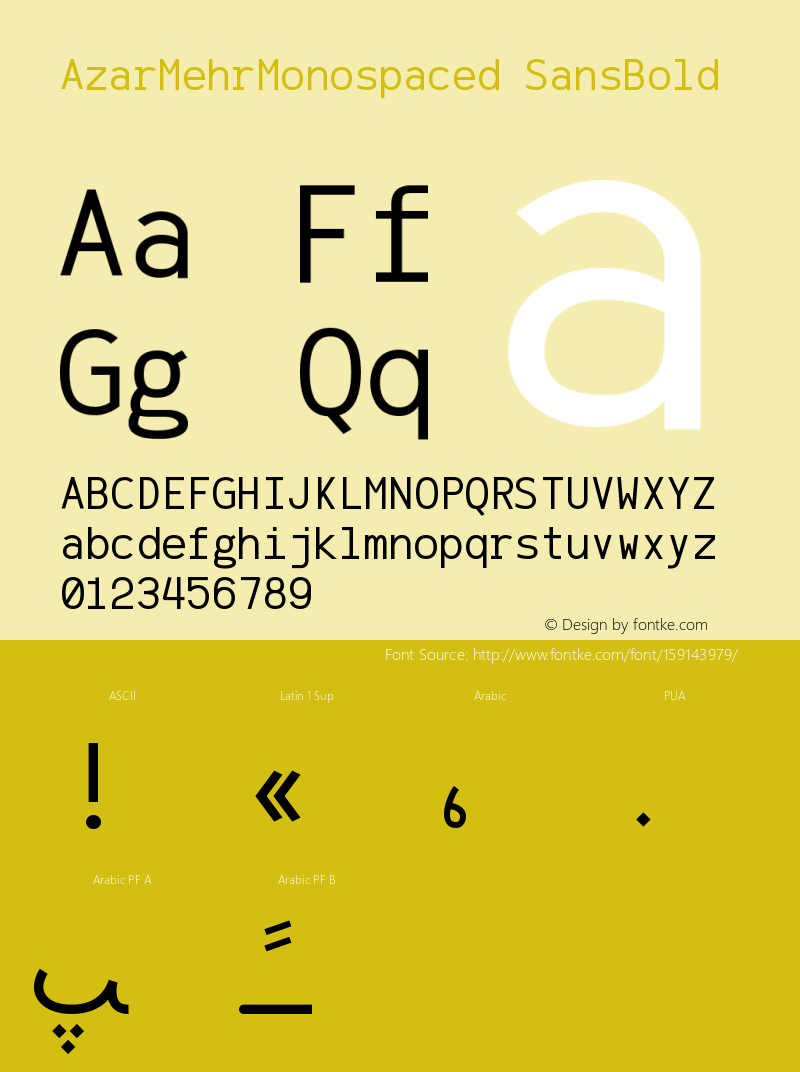 AzarMehr Monospaced Sans Bold Version 1.00 Font Sample