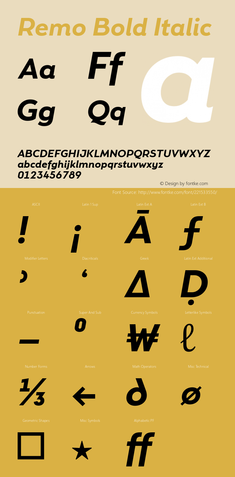 Remo Bold Italic Version 4.001图片样张