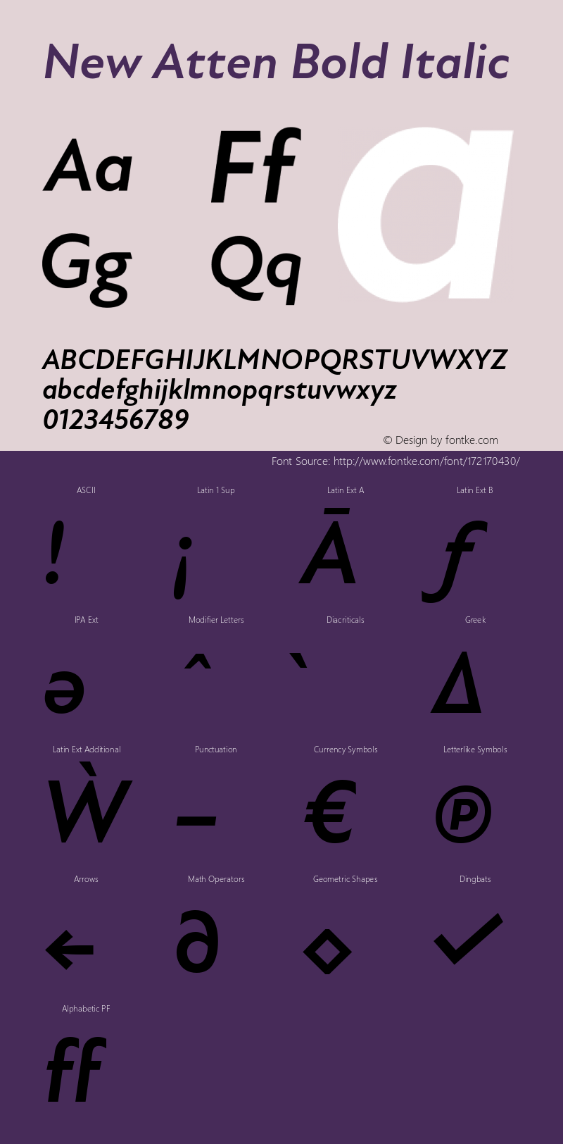 New Atten Bold Italic Version 1.101图片样张