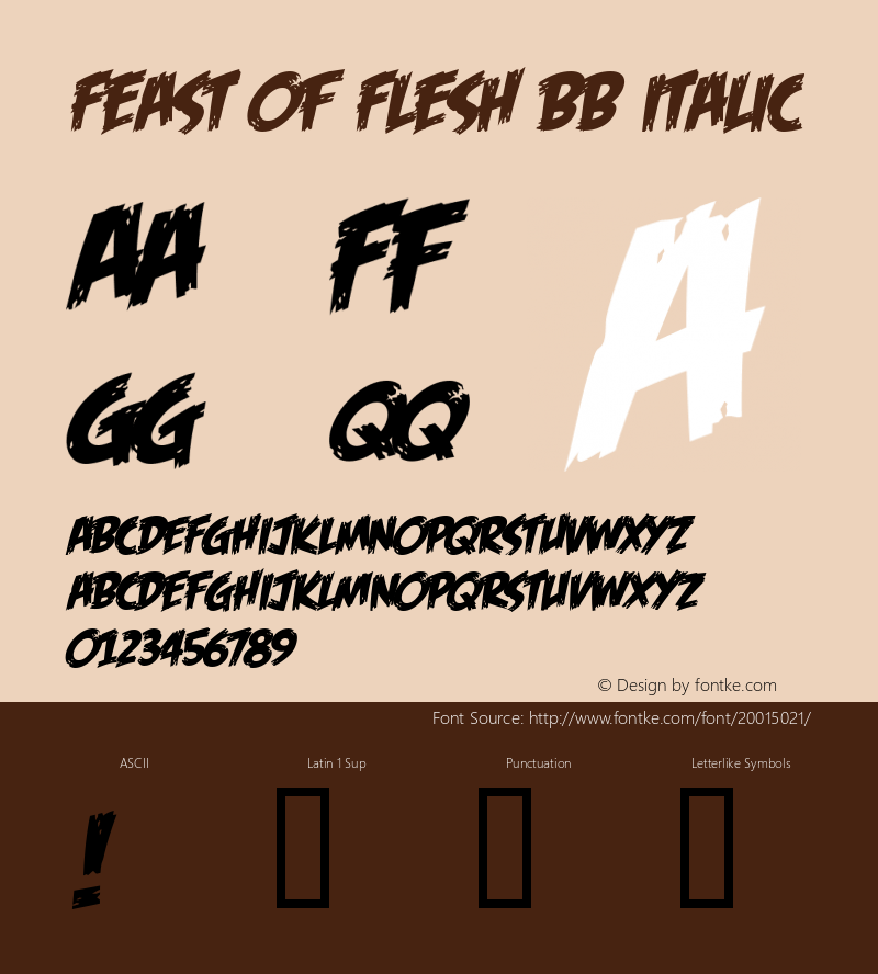 Feast of Flesh BB Italic Macromedia Fontographer 4.1 9/27/2005 Font Sample