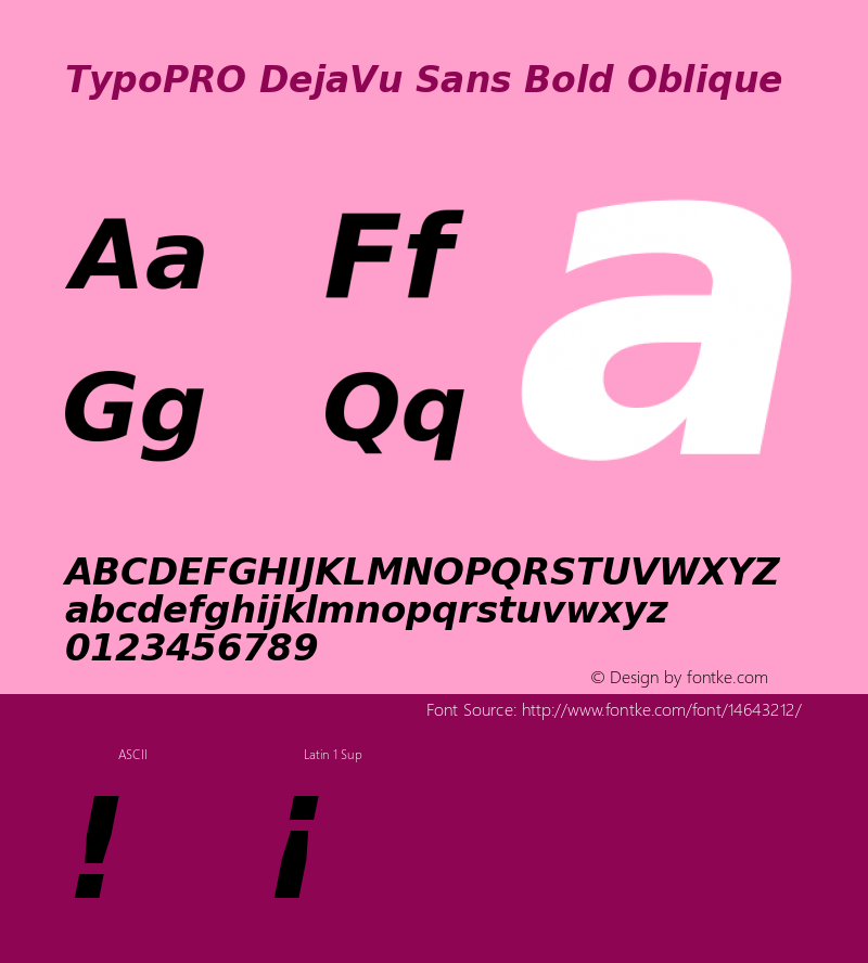 TypoPRO DejaVu Sans Bold Oblique Version 2.34 Font Sample