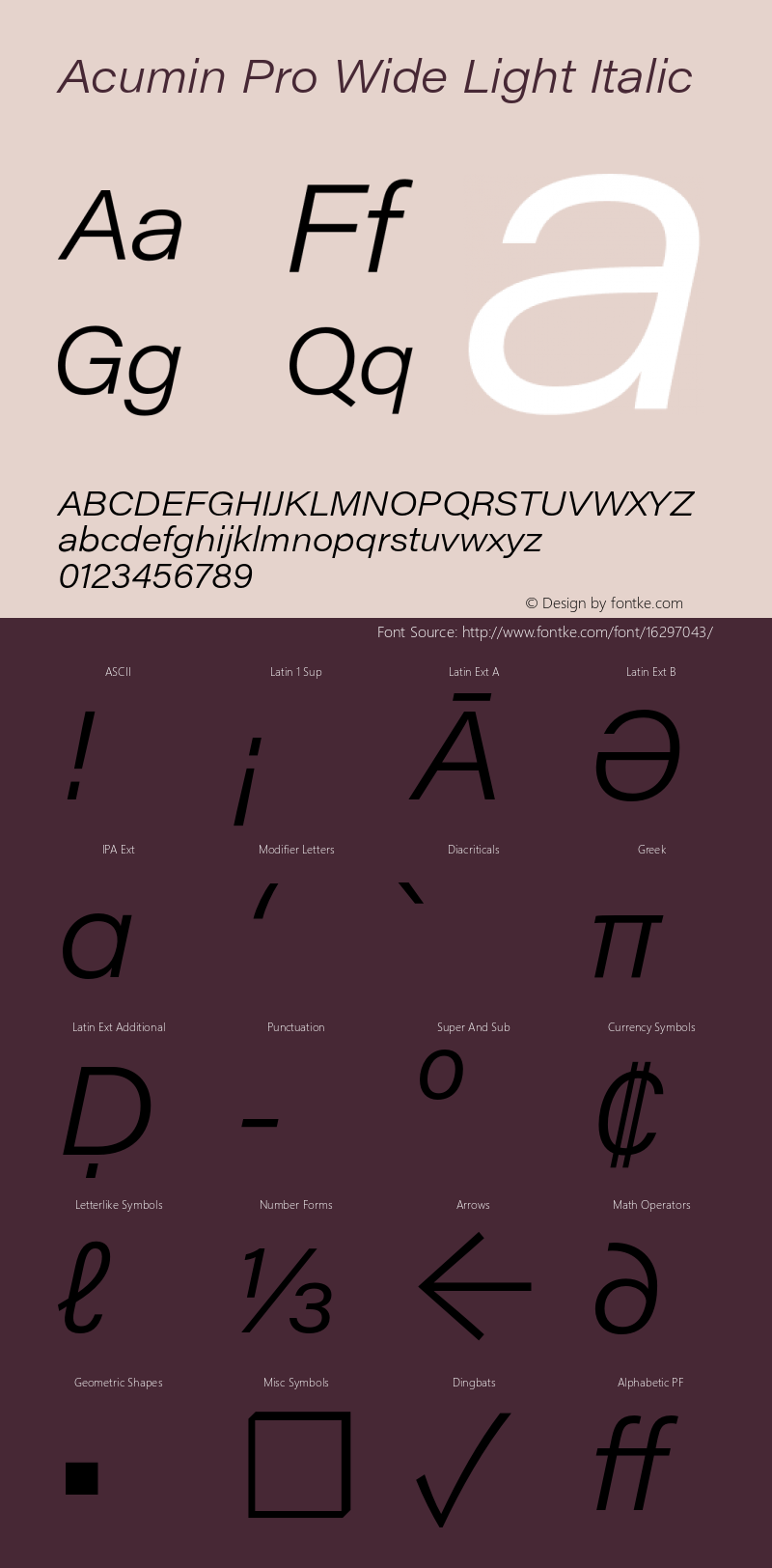 Acumin Pro Wide Light Italic Version 1.011 Font Sample