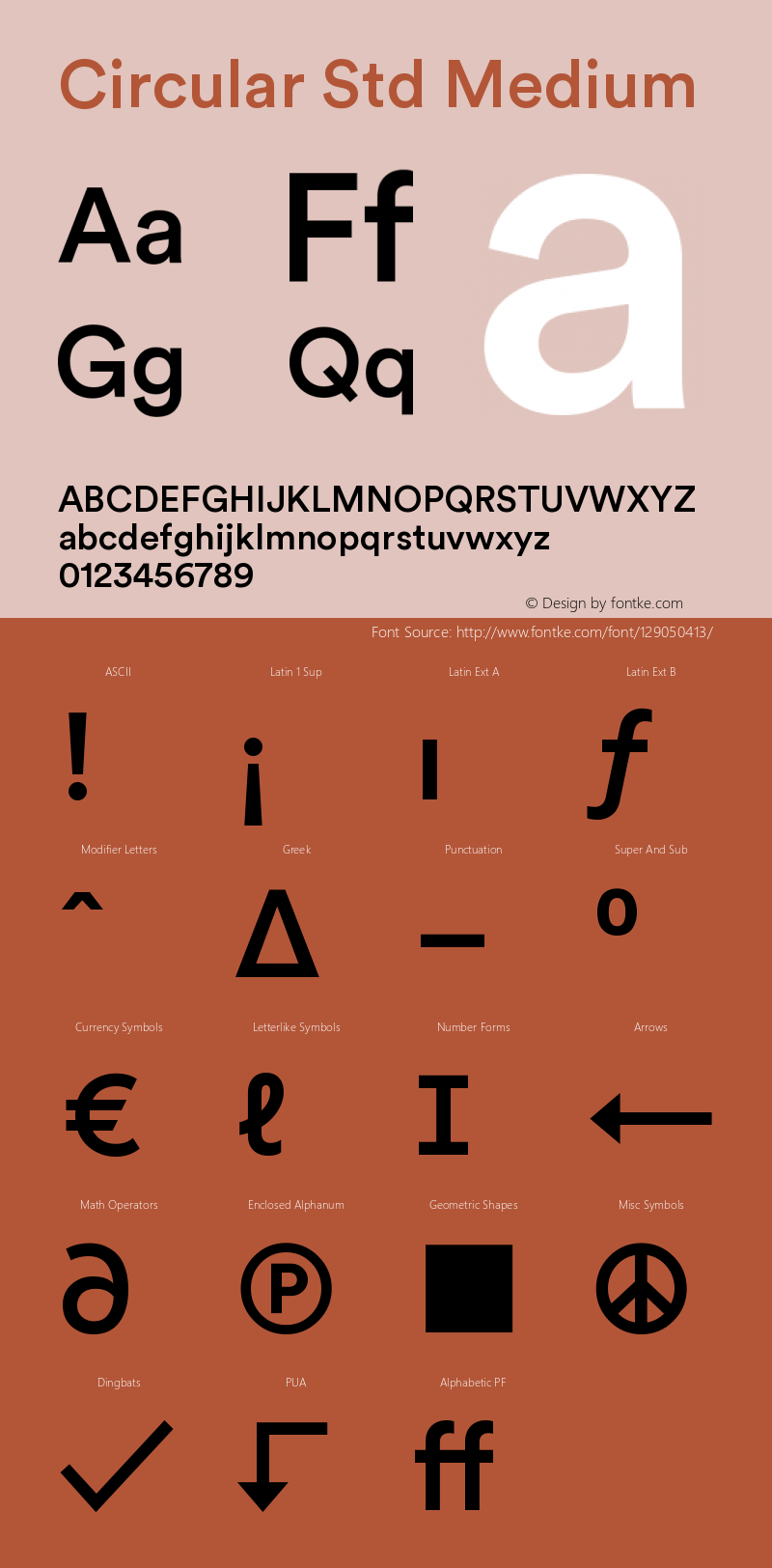 CircularStd-Medium Version 1.001; build 0002 Font Sample