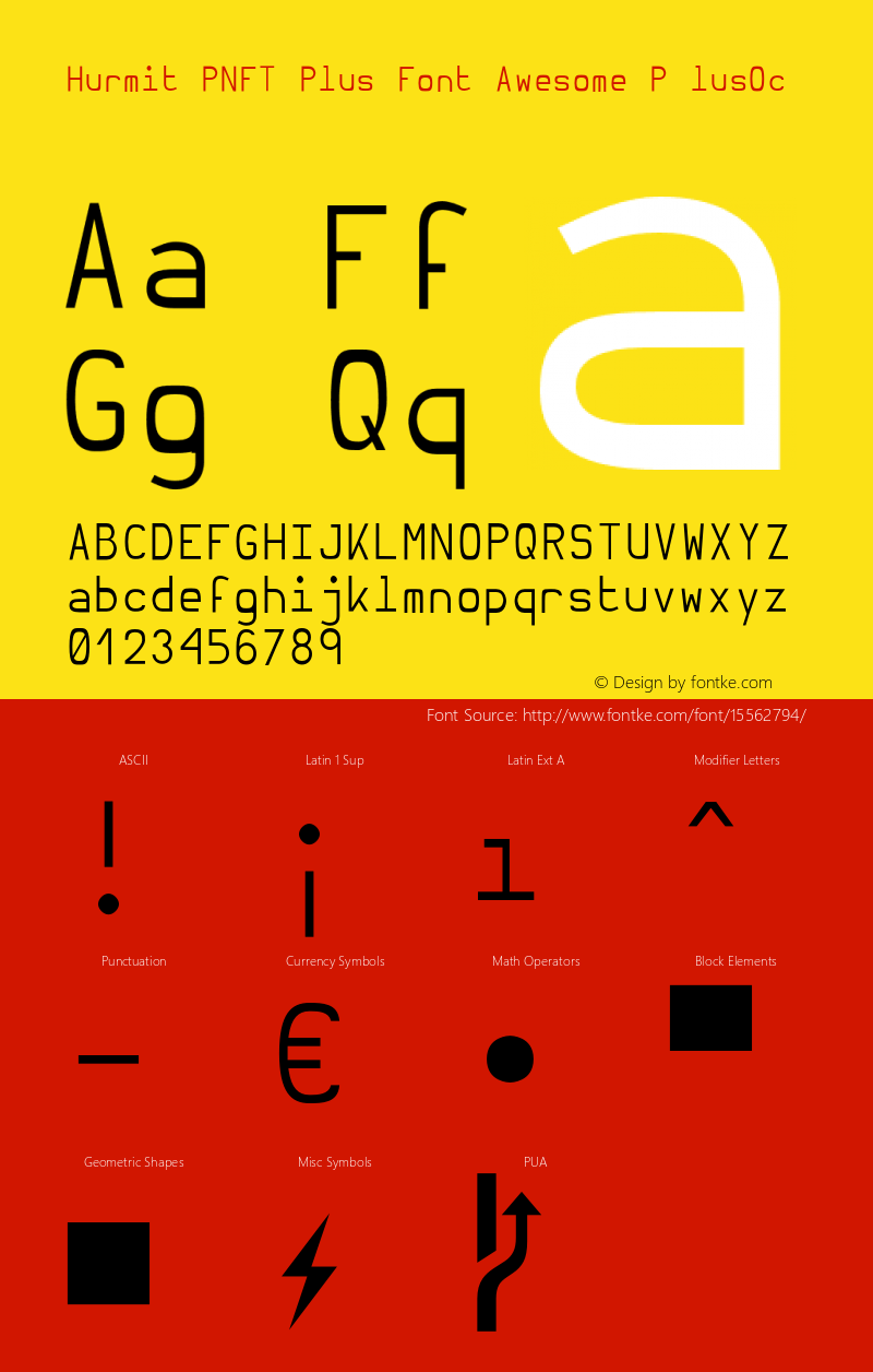 Hurmit PNFT Plus Font Awesome P lusOc Version 1.21;Nerd Fonts 0.4. Font Sample