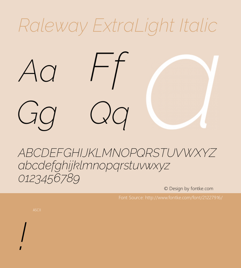 RalewayExtraLight Version 1.0 Font Sample