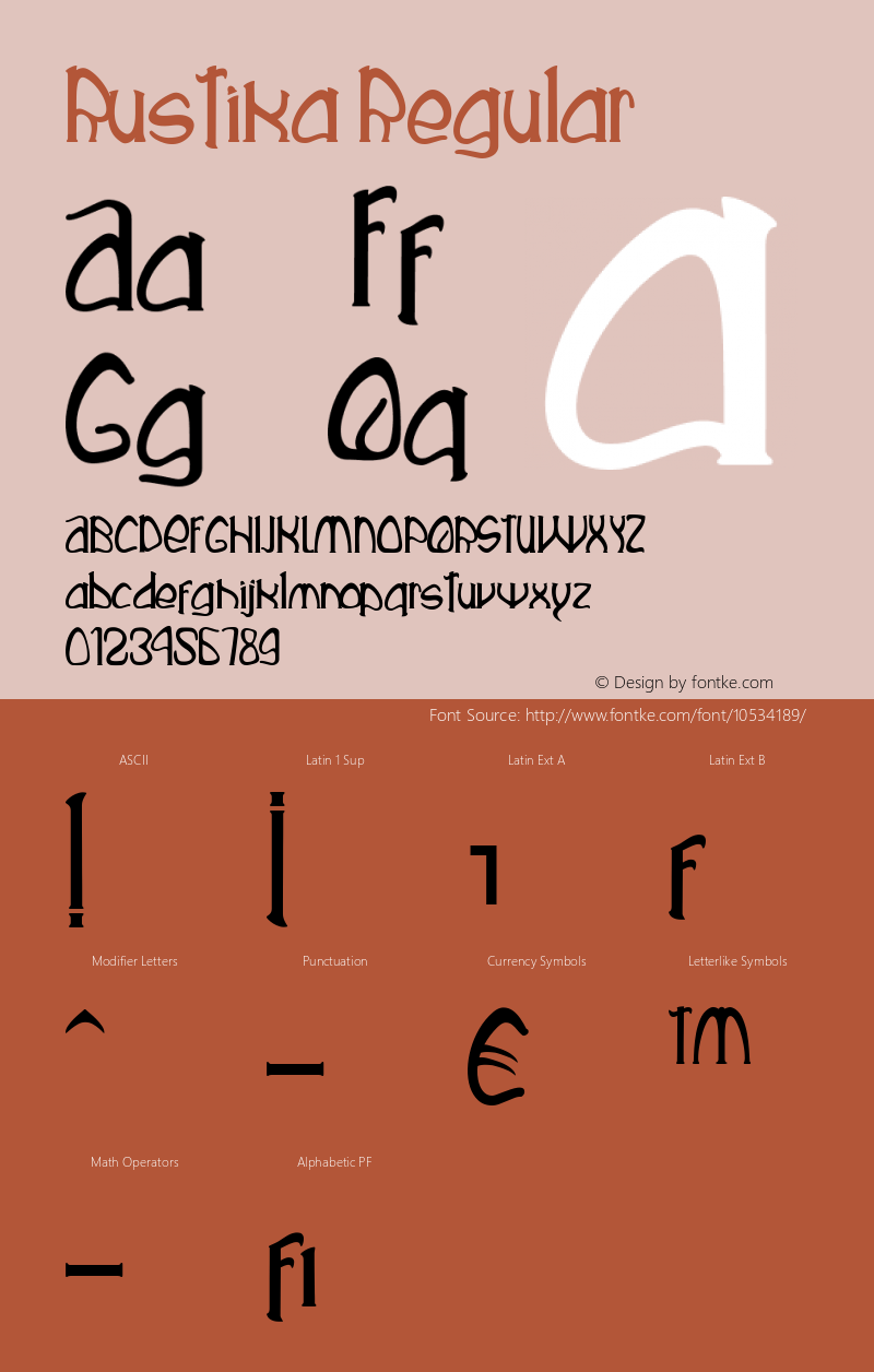 Rustika Regular Version 1.000 2014 initial release Font Sample